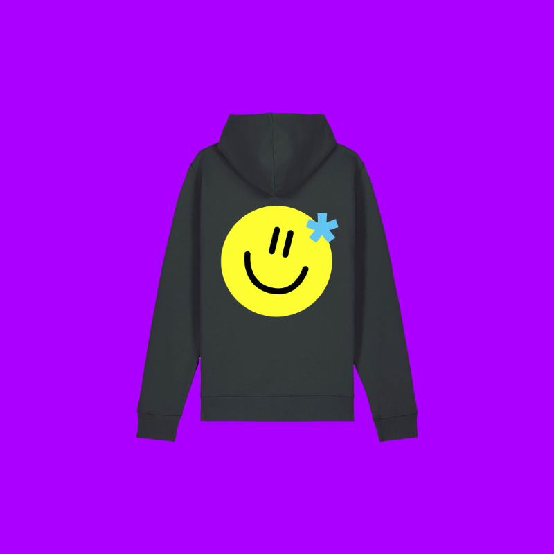 Hoodie - Smiley - Zwart